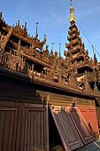 Myanmar - Mandalay, Shwe In Bin Kyaung a wonderful example of the Burmese unique teak architecture and wood-carving art. 